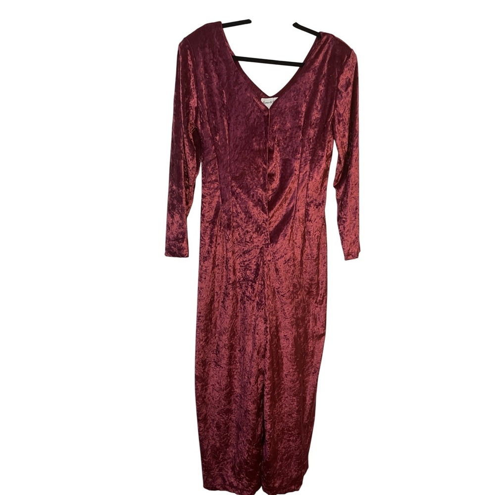 Romeo & Juliette Vintage Burgundy Crushed Velvet Wide Leg Jumpsuit 90s Canada